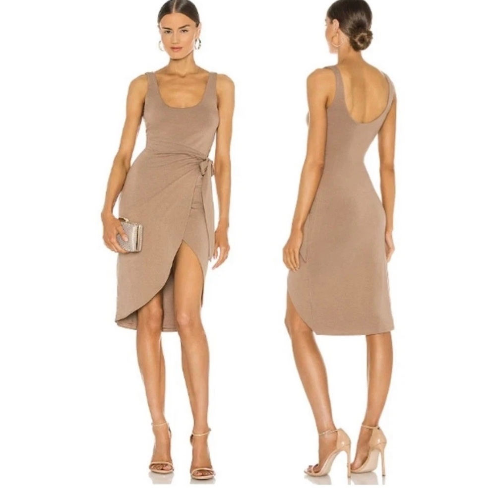 Lovers + Friends Khalo Midi Side Wrap Midi Dress Asymmetrical Dress Sz Medium